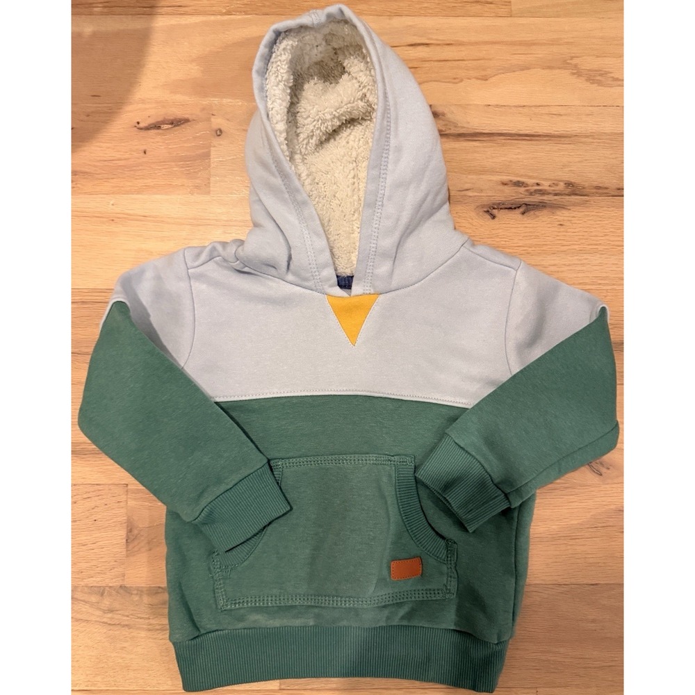 7 For All Mankind Light Blue/Green Hooded Colorblock Sweatshirt Toddler 24m